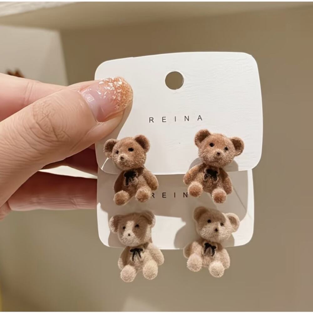 Fuzzy Teddy Bear Earrings